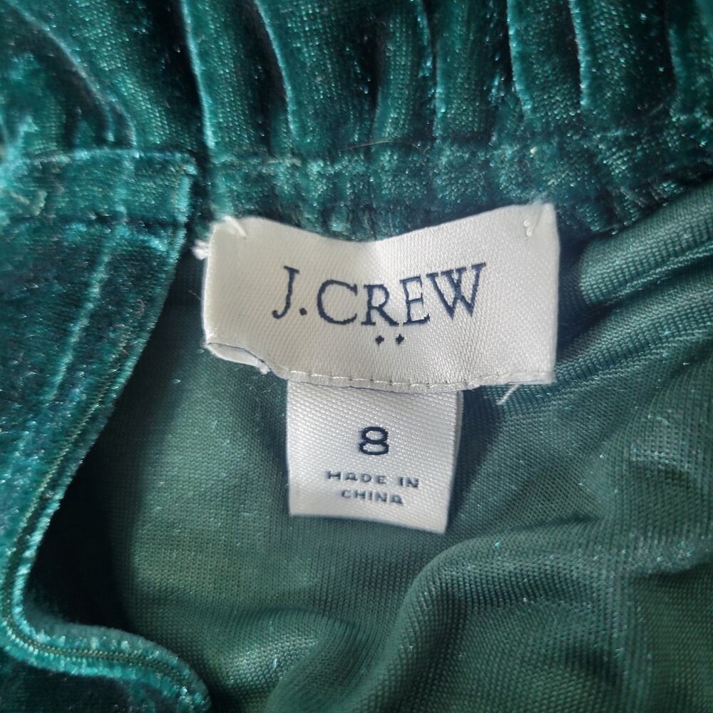 J. Crew Velvet Midi Dress 8 Emerald Green Tiered Ruffle High Neck Romantic Party - Picture 8 of 9